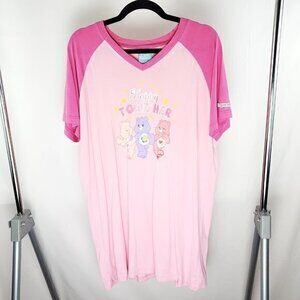 Care Bears Sleep Shirt Short Raglan Sleeves V-Neck OS Pink